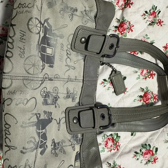 Coach Gray and Silver Signature Tote - Picture 6 of 10